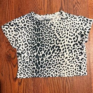 Katie J NYC Tween Black and White Animal Print Cropped Top